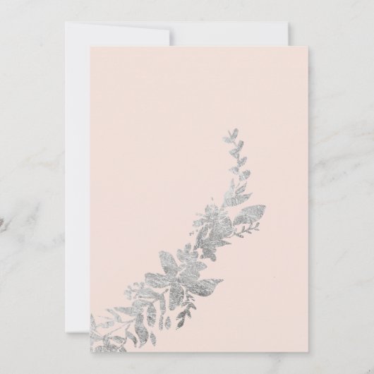 シルバータイポグラフィフローラ赤面ピンクバルミツワー 招待状 (裏面)