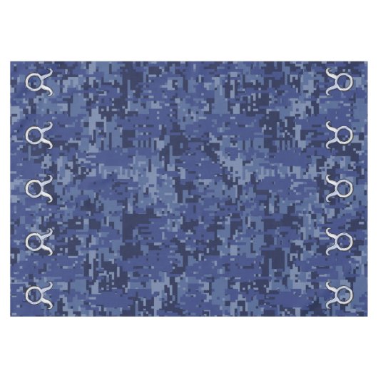 シルバータウラス〔占星術の〕十二宮図サインネイビーブルーデジタル迷彩柄 テーブルクロス (正面(横))