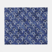 シルバータウラス〔占星術の〕十二宮図サインネイビーブルーデジタル迷彩柄 フリースブランケット (正面(横))