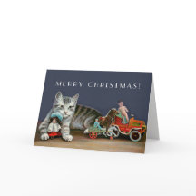 シルバータビーキャット – ヴィンテージクリスマスキャットアート