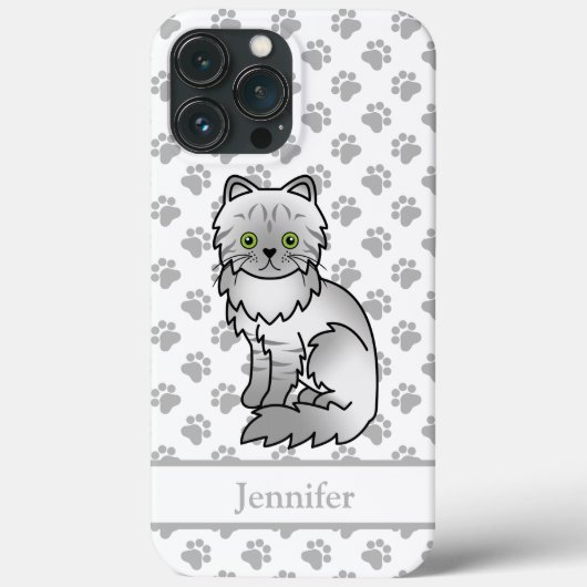 シルバータビーチンチラグレー ペルシャ猫と名前 Case-Mate iPhoneケース (裏面)