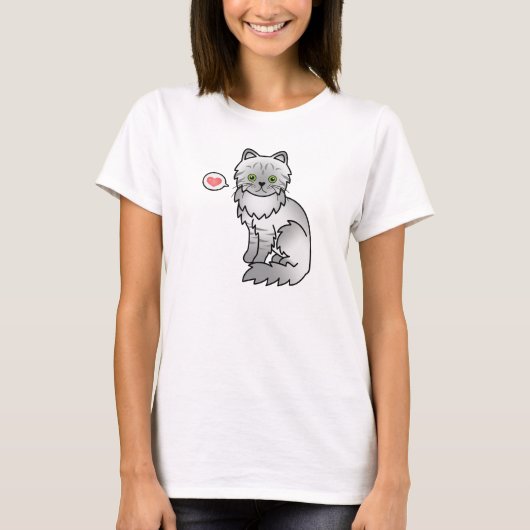 シルバータビーチンチラペルシャ猫の愛 Tシャツ (正面)