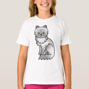 シルバータビー+チンチラ+ペルシャ+かわいい+キャラクター+猫 Tシャツ