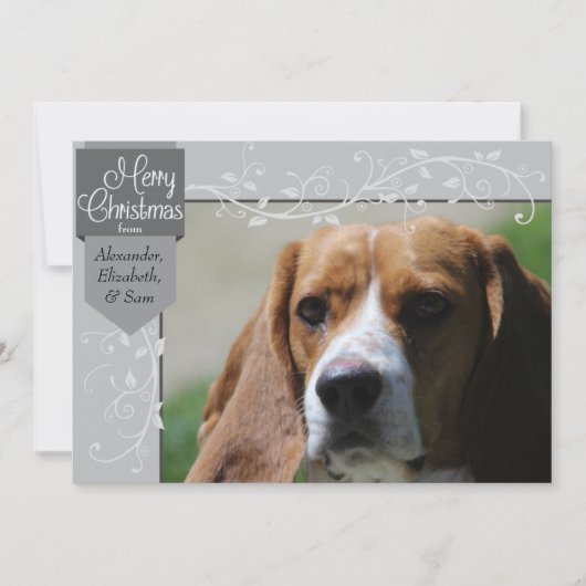 シルバータブと花開きクリスマスフォトカード シーズンカード (正面)