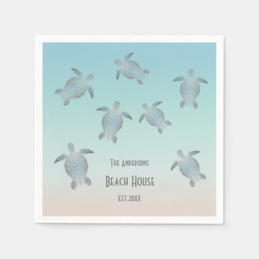 シルバータルズビーチスタイルカスタム文字 スタンダードカクテルナプキン (正面)