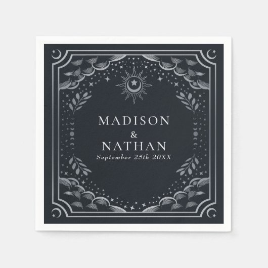 シルバータロットカードゴシッ結婚クのナプキン スタンダードカクテルナプキン (正面)