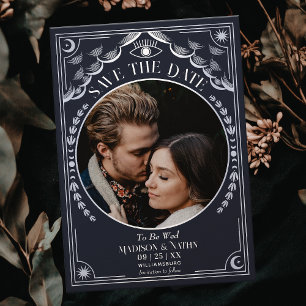 シルバータロット結婚ゴシックの写真Save the Date 招待状