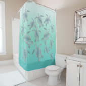 シルバーターコイズウミガメ模様 シャワーカーテン (インサイチュ)