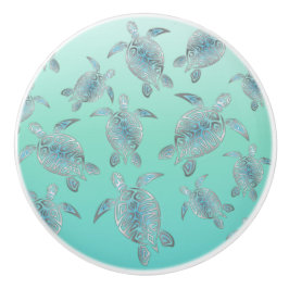 シルバーターコイズウミガメ模様 セラミックノブ