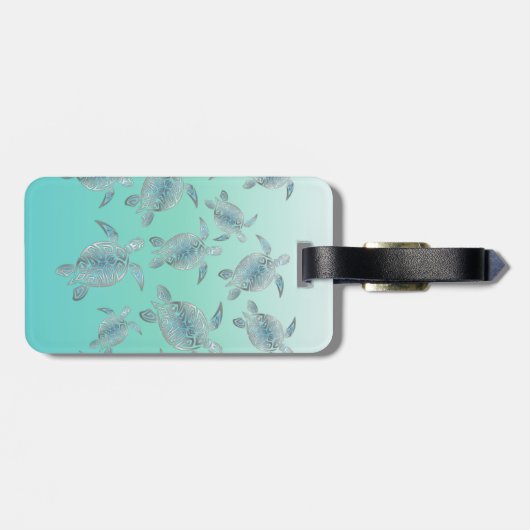 シルバーターコイズウミガメ模様 ラゲッジタグ (裏面横)