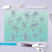 シルバーターコイズウミガメ模様 薄葉紙 (クラフト)