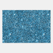 シルバーターコイズグリッターストライプ ラッピングペーパーシート (正面2)