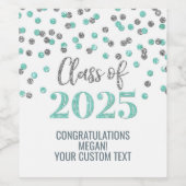 シルバーターコイズグリッター2025年卒業 ワインラベル (シングルラベル)