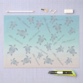 シルバーターコイズシーカトルズ模様 薄葉紙 (クラフト)