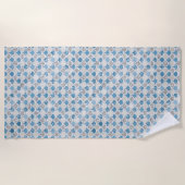 シルバーターコイズパールグリッターマーメイド ビーチタオル (正面)