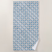 シルバーターコイズパールグリッターマーメイド ビーチタオル (正面)