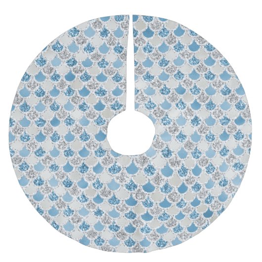 シルバーターコイズパールグリッターマーメイド ブラッシュドポリエステルツリースカート (正面)