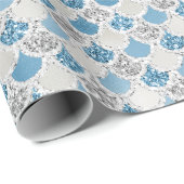シルバーターコイズパールグリッターマーメイド ラッピングペーパー (ロールコーナー)