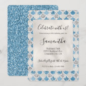 シルバーターコイズパールグリッターマーメイド 招待状 (正面/裏面)