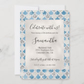 シルバーターコイズパールグリッターマーメイド 招待状 (正面)