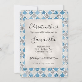 シルバーターコイズパールグリッターマーメイド 招待状