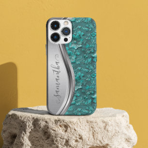 シルバーターコイズフェイク工具付きレザー女性のカーボーイ iPhone 16 PROケース