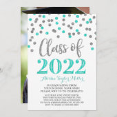 シルバーターコイズ紙吹雪卒業パーティー2022 招待状 (正面/裏面)