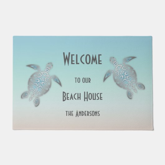 シルバータートルズターコイズビーチハウス ドアマット (正面)