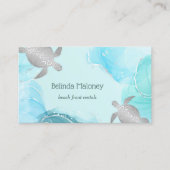 シルバータートルブルーインク沿岸QRコード 名刺 (正面)