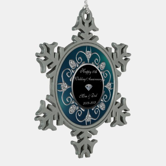 シルバーダイアモンズグリーン結婚10周年 スノーフレークピューターオーナメント (左)