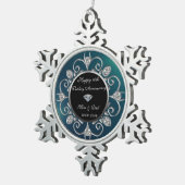 シルバーダイアモンズグリーン結婚10周年 スノーフレークピューターオーナメント (右)