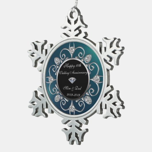 シルバーダイアモンズグリーン結婚10周年 スノーフレークピューターオーナメント (右)
