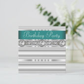 シルバーダイアモンズジェードグリーンウーマンズバースデーパーティー 招待状 (スタンド正面)