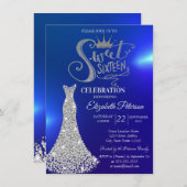 シルバーダイアモンズドレス、ダイアモンズブルースウィート16 招待状 (正面/裏面)