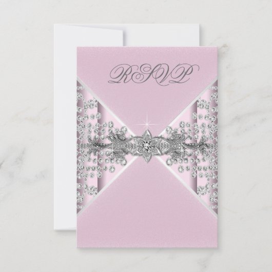 シルバーダイアモンズピンクとシルバーRSVP 出欠カード (正面)