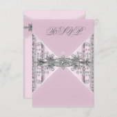 シルバーダイアモンズピンクとシルバーRSVP 出欠カード (正面/裏面)