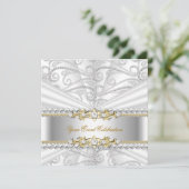 シルバーダイアモンズホワイト金ゴールドエレガントバースデーパーティー 招待状 (スタンド正面)