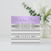 シルバーダイアモンズラベンダーパープルバースデーパーティー 招待状 (スタンド正面)