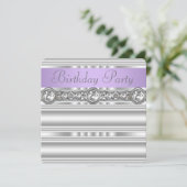 シルバーダイアモンズラベンダーパープルバースデーパーティー 招待状 (スタンド正面)