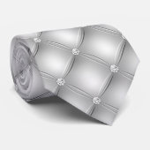 シルバーダイフェイクアモンドファンシーラグジュアリー ネクタイ (ロール)