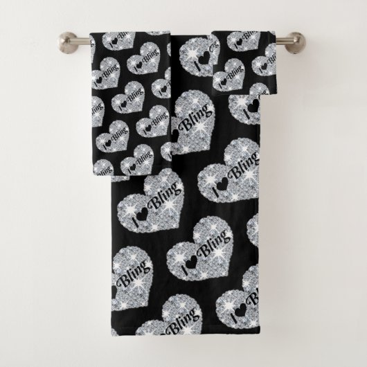 シルバーダイヤきらきら光るモンドハートの文字が大好き バスタオルセット (インサイチュ)