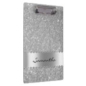 シルバーダイヤモンドきらきら光るグリッターガーリー名 クリップボード (右)