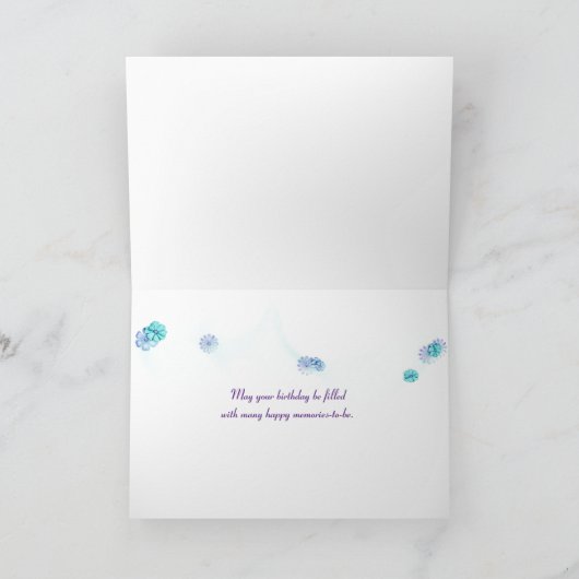 シルバーダイヤモンドきらきら光る抽象芸術誕生日 カード (内部)