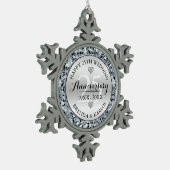 シルバーダイヤモンドとホワイトダイヤ結婚モンド25周年 スノーフレークピューターオーナメント (左)