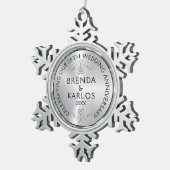 シルバーダイヤモンドとホワイトダイヤ結婚モンド25周年S スノーフレークピューターオーナメント (右)