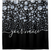 シルバーダイヤモンドグリッターきらきら光るライン シャワーカーテン (正面)