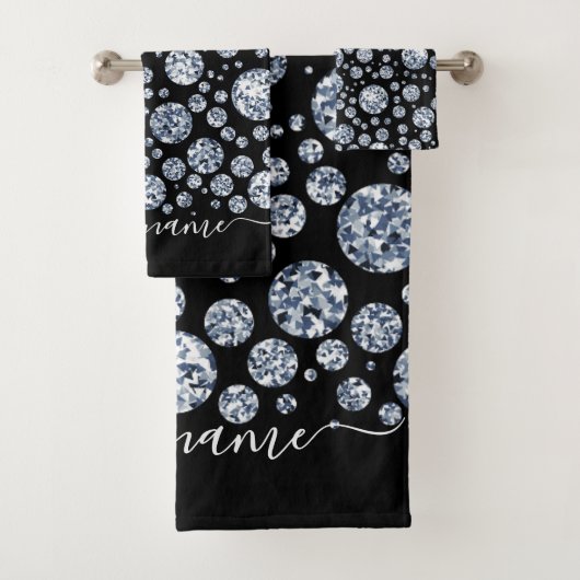 シルバーダイヤモンドグリッターきらきら光るライン バスタオルセット (インサイチュ)