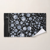 シルバーダイヤモンドグリッターきらきら光るライン バスタオルセット (ハンドタオル)