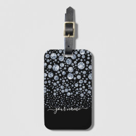 シルバーダイヤモンドグリッターきらきら光るライン ラゲッジタグ