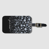 シルバーダイヤモンドグリッターきらきら光るライン ラゲッジタグ (正面横)